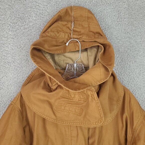 Gap Jacket Mens Medium Military Fishtail Parka Removable Hood Liner Brown Canvas - Picture 5 of 13